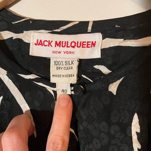 Vintage 80’s Jack Mulqueen black and white silk blouse - Picture 3 of 7